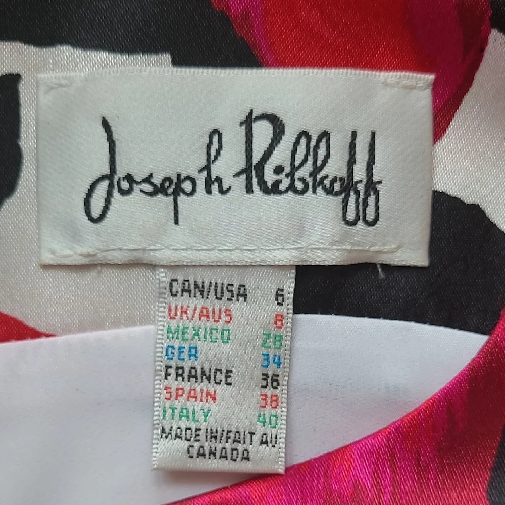 SZ6 Joseph Ribkoff Dress Red Rose Satin Print Midi - Picture 4 of 10